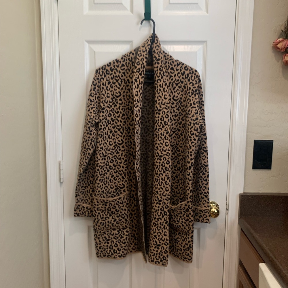 Cynthia Rowley Tan and Black Animal Print Cardigan